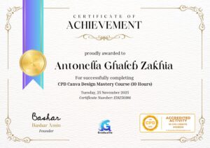 Canva Design Mastery certificate — Antonella Zakhia